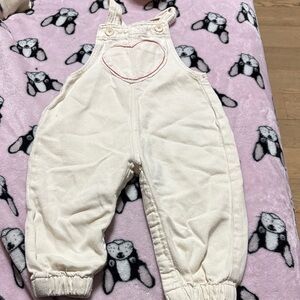 Zara Cream Kids Overalls with Heart Detail
